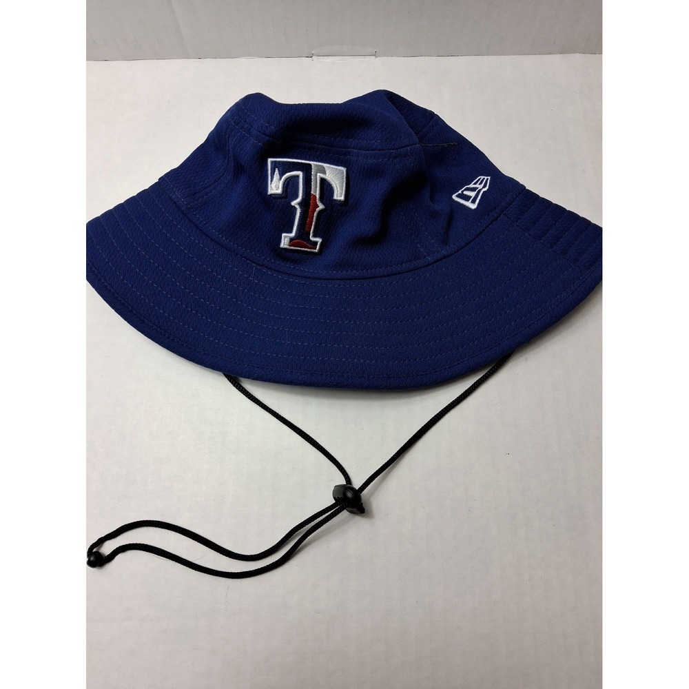 New Era Texas Rangers Bucket Hat, One Size, Blue MLB Baseball Cap Drawstring